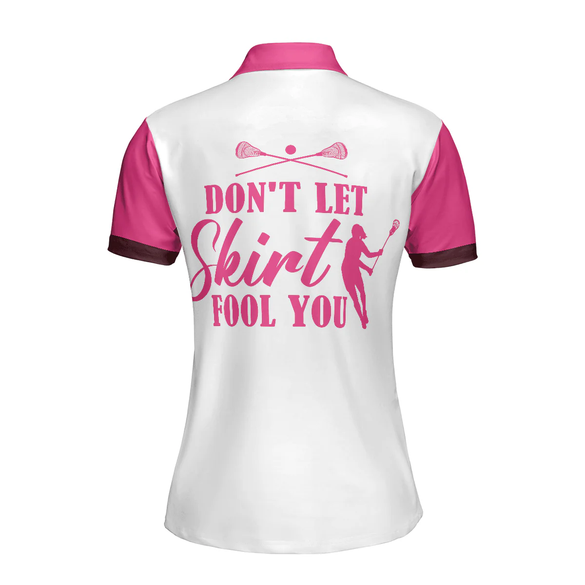 Lacrosse Women Polo Shirt, Don't Let Skirt Fool You White And Pink Lacrosse Women Polo Shirts, Best Gift For Lacrosse Lovers, Ladies - Image 3
