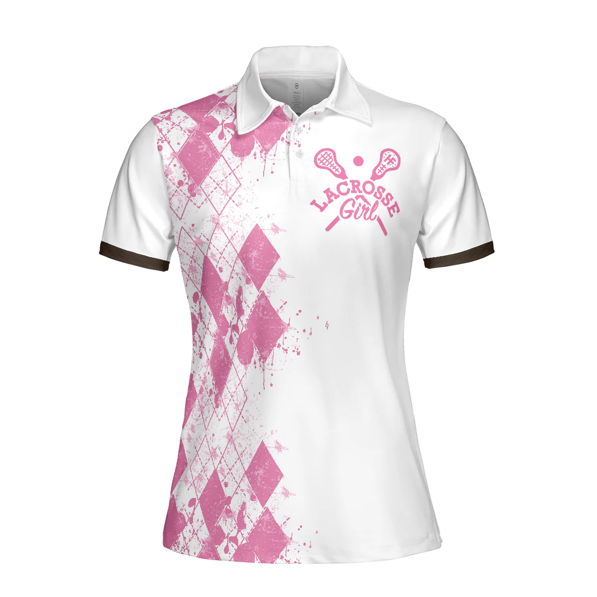 Lacrosse Women Polo Shirt, I Beat People With A Stick Lacrosse Women Polo Shirts, White And Pink Lacrosse Shirt For Ladies, Lacrosse Lovers - Image 4