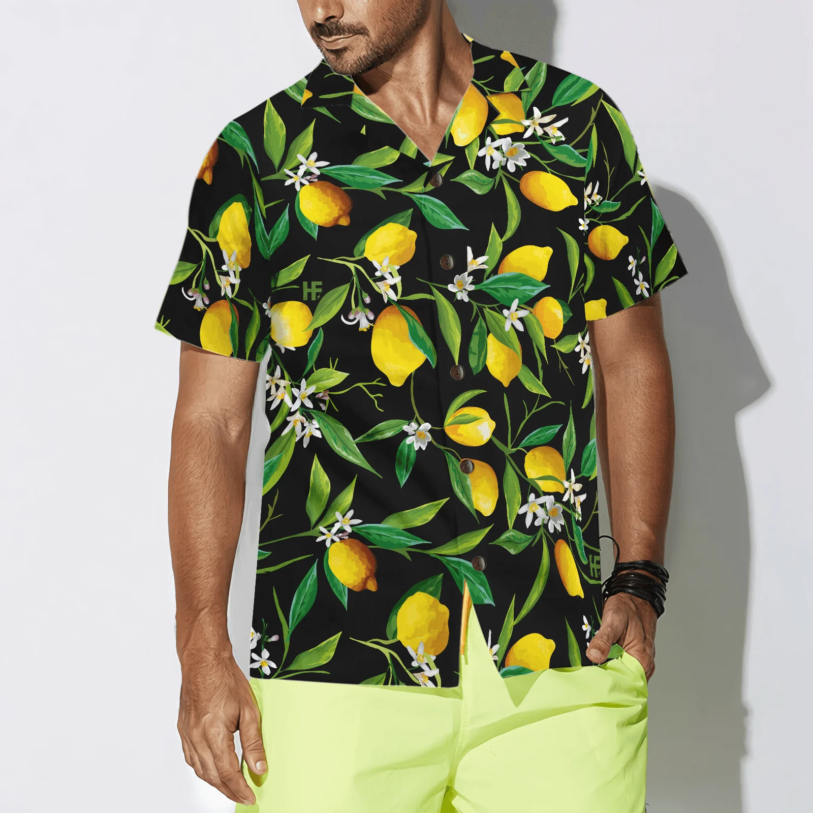 Lemon In Black Hawaiian Shirt, Colorful Summer Aloha Shirt For Men Women, Perfect Gift For Friend, Family, Husband, Wife, Boyfriend, Girlfriend - Image 3