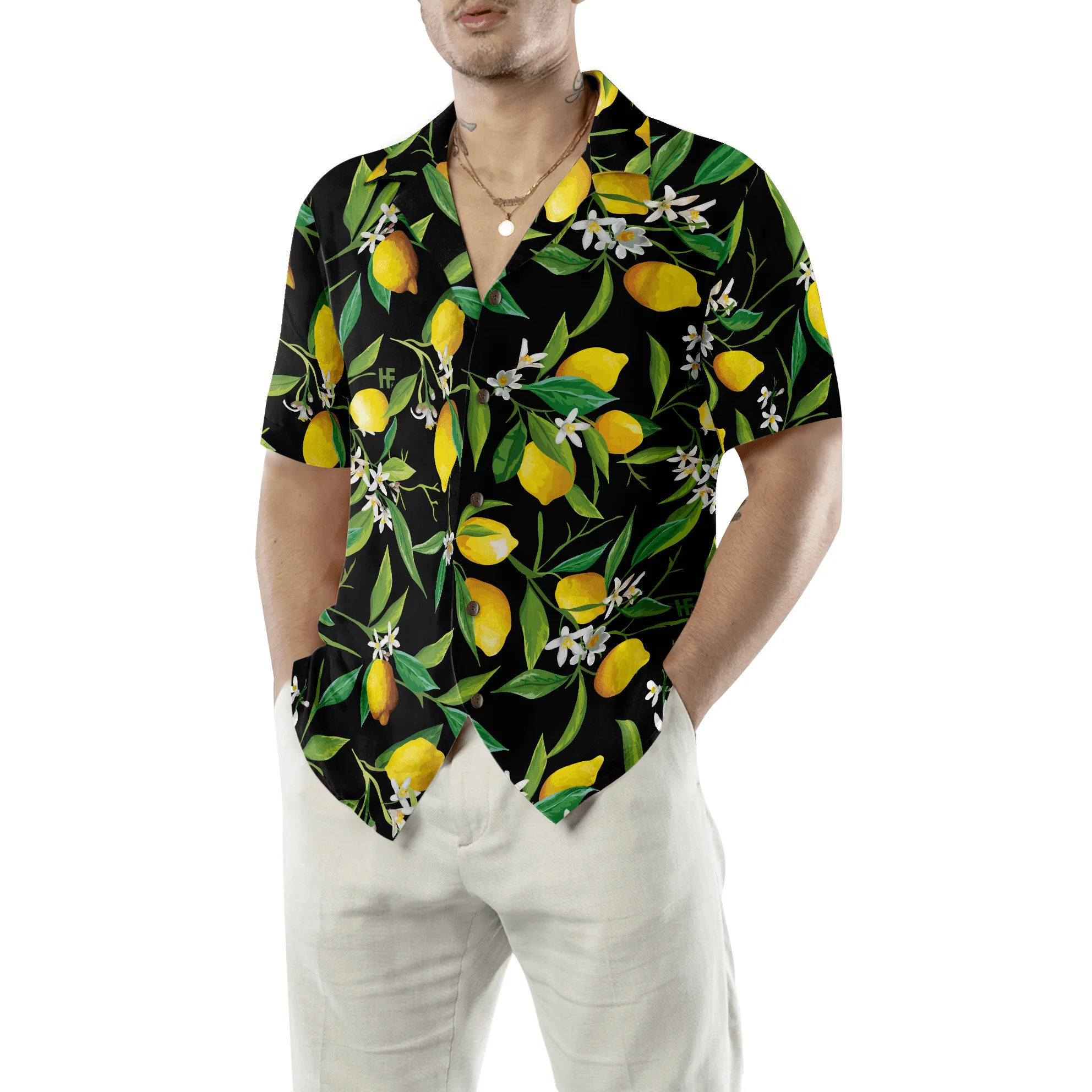 Lemon In Black Hawaiian Shirt, Colorful Summer Aloha Shirt For Men Women, Perfect Gift For Friend, Family, Husband, Wife, Boyfriend, Girlfriend - Image 4