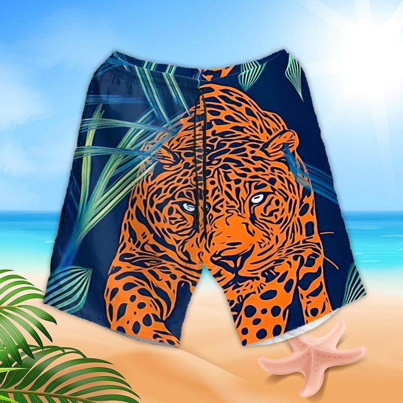 Leopard Aloha Hawaiian Shirt - Orange Leopard Hawaiian Shirt, Tropical Leaf Pattern Wildlife Animal Hawaiian Shirt For Men & Women, Leopard Lover - Image 3