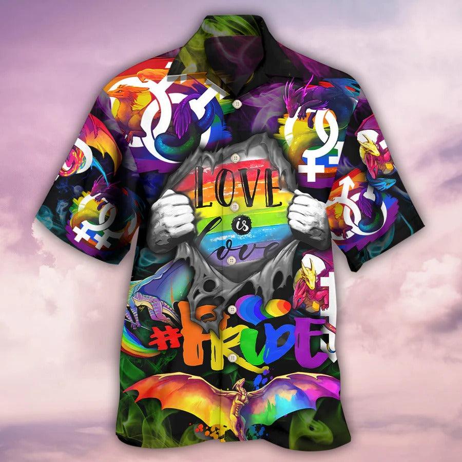 LGBT Aloha Hawaiian Shirt For Summer - LGBT Love Is Love Pride Hand Hawaiian Shirt - Dragon Rainbow Hawaiian Shirt - Perfect Gift For LGBT - Image 2