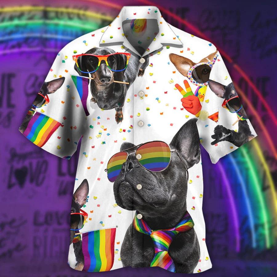 LGBT Aloha Hawaiian Shirt For Summer - LGBT Pride French Bulldog Hawaiian Shirt - Dachshund Hawaiian Shirt - Perfect Gift For LGBT - Image 2