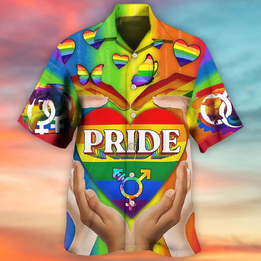 LGBT Aloha Hawaiian Shirt For Summer - LGBT Pride Love Heart Style Hawaiian Shirt - Heart Rainbow Hawaiian Shirt - Perfect Gift For LGBT - Image 2