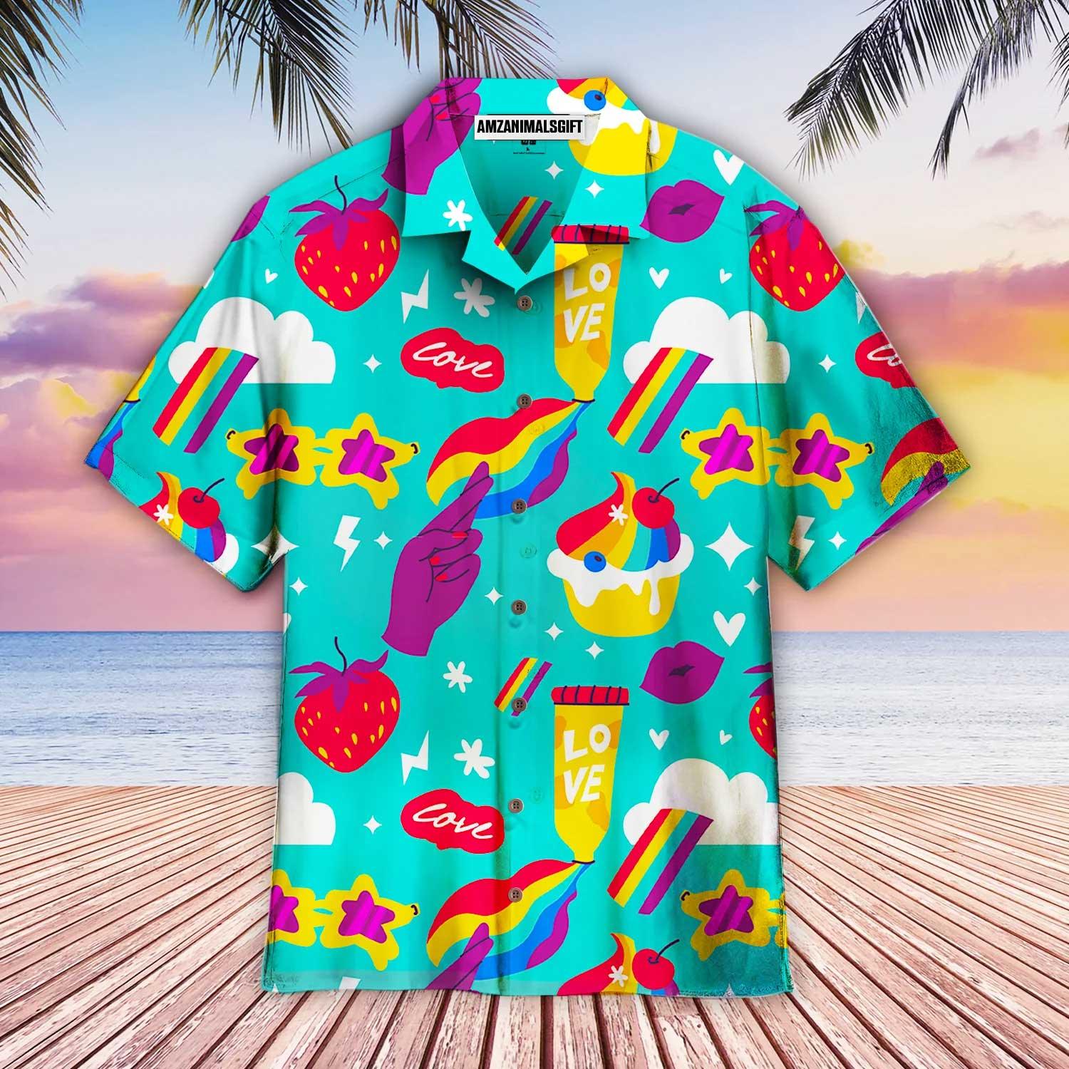 LGBT Aloha Hawaiian Shirts For Summer, Blue LGBTQ Funny Aloha Hawaiian Shirts For Men Women, Best Gift For Friend, Family, Team
