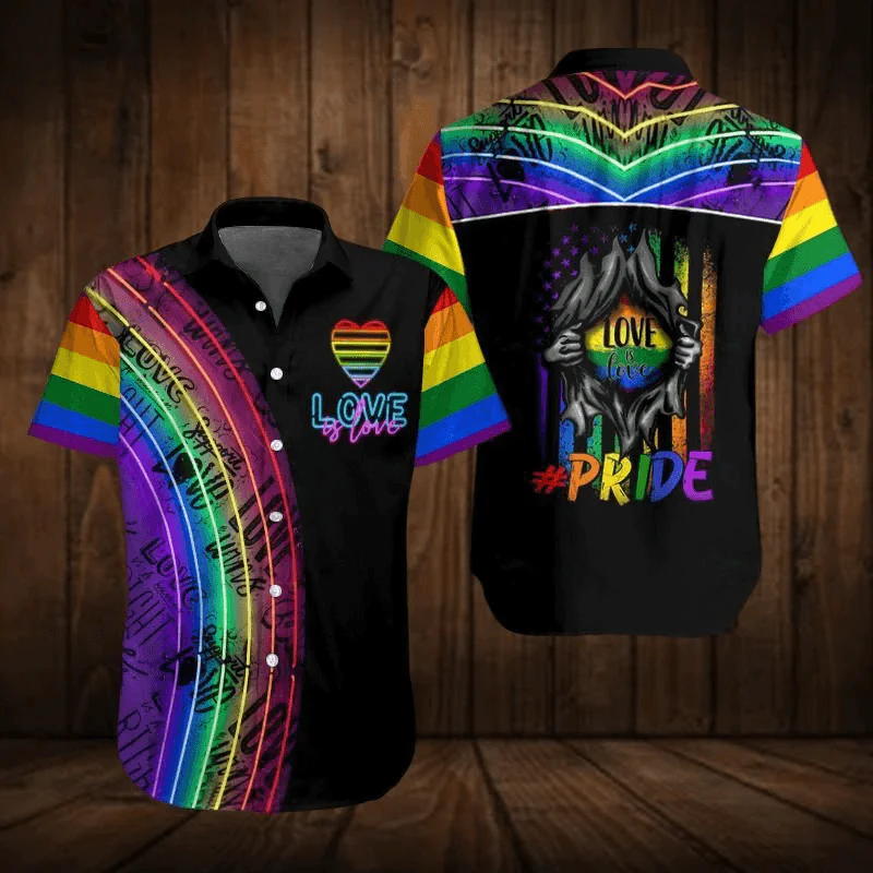 LGBT Aloha Hawaiian Shirts For Summer, Colorful Rainbow LGBT Pride Hawaiian Shirts, Gift For Couple Gaymer And Lesbian - Love Is Love