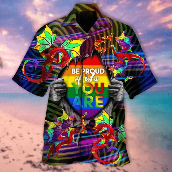 LGBT Aloha Hawaiian Shirts For Summer, Dragon Rainbow Colorful Of LGBT Hawaiian Shirts, Gift For Couple Gaymer And Lesbian - Be Proud Of Who You Are