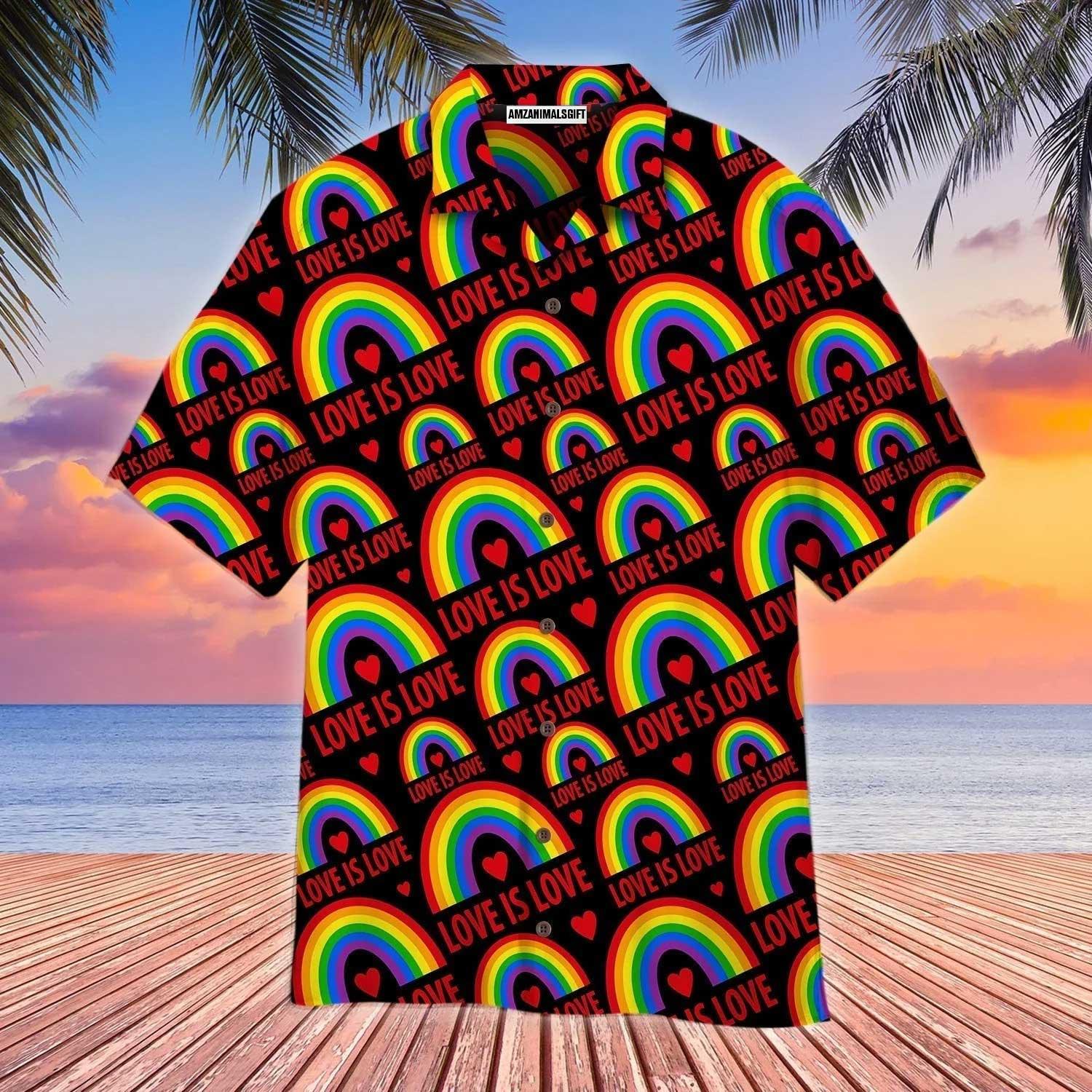 LGBT Aloha Hawaiian Shirts For Summer, Love Is Love Rainbow Colorful LGBT Hawaiian Shirts, Pride Gift For Gaymer And Lesbian, Friend