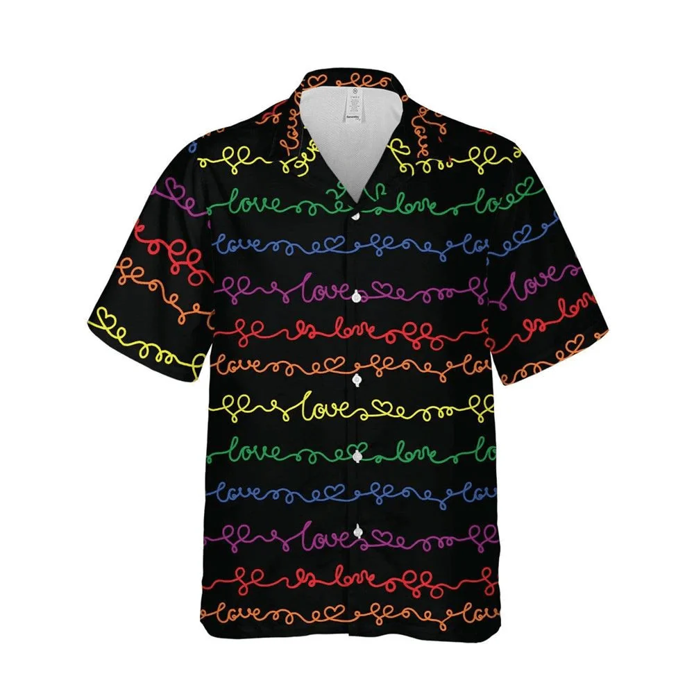 LGBT Aloha Hawaiian Shirts For Summer, Love Pattern Colorful Rainbow LGBT Pride Hawaiian Shirts, Gift For Couple Gaymer And Lesbian