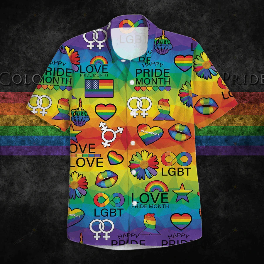 LGBT Aloha Hawaiian Shirts For Summer, Love Pride Month Colorful Rainbow LGBT Pattern Hawaiian Shirts, Pride Gift For Gaymer And Lesbian