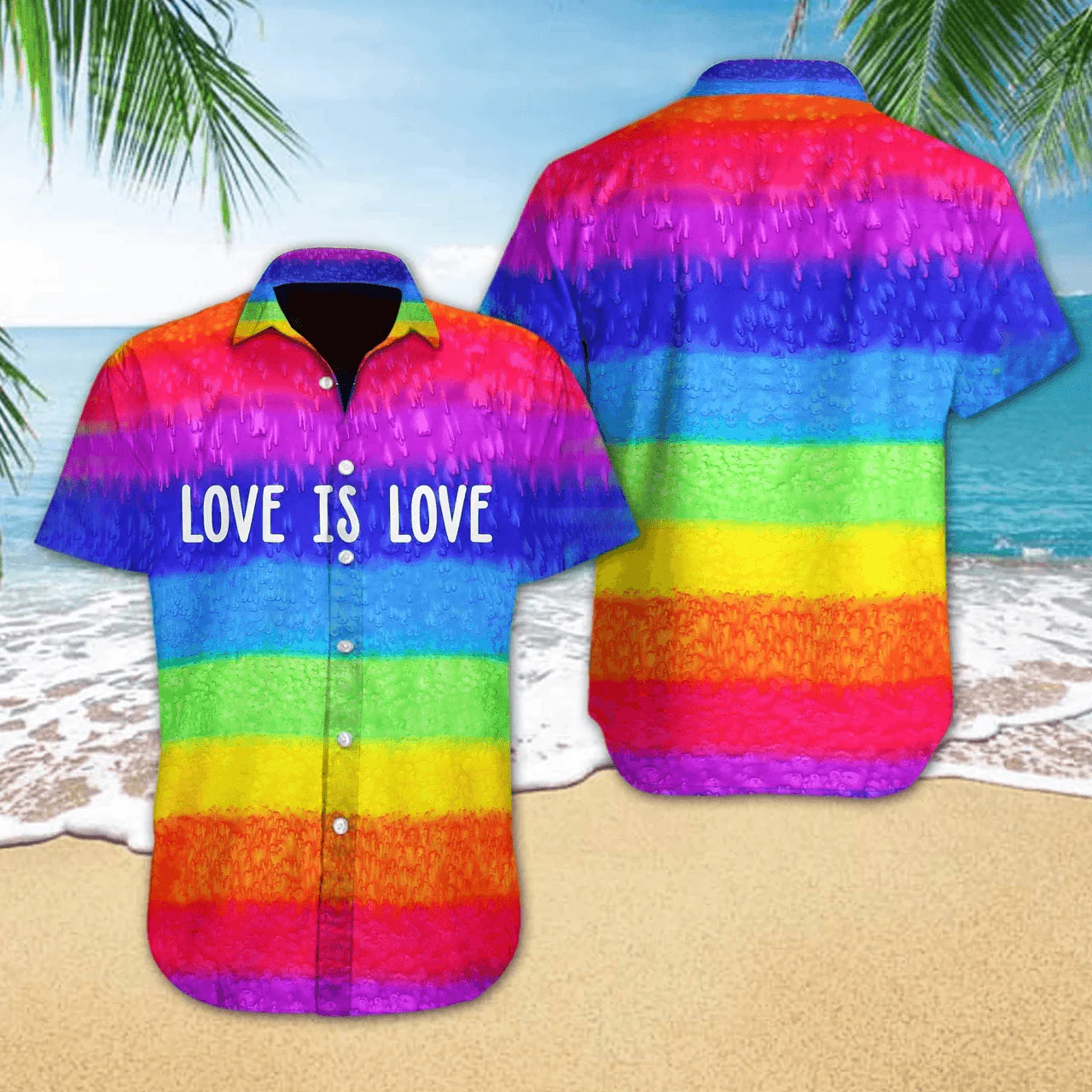 LGBT Aloha Hawaiian Shirts For Summer, Pride Colorful Rainbow LGBT Hawaiian Shirts, Gift For Couple Gaymer And Lesbian - Love Is Love