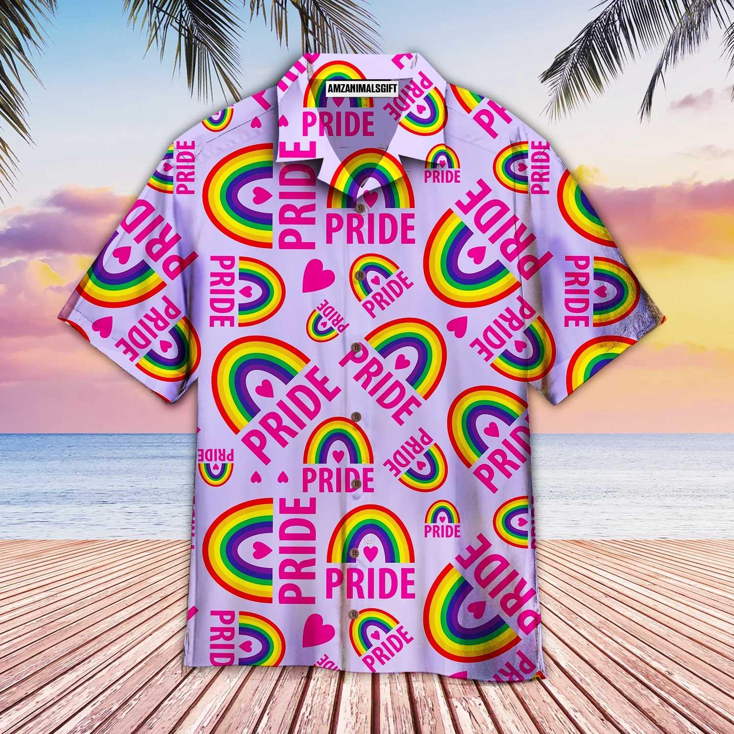 LGBT Aloha Hawaiian Shirts For Summer, Pride Month Purple Pink Aloha Hawaiian Shirts For Men Women, Perfect Gift For Friend, Team, Family