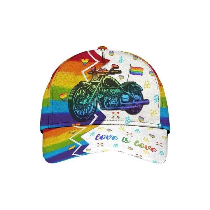 LGBT Cap, Biker Pride Flag LGBT Classic Cap Hat For Men And Women - Perfect LGBT Gift For Love Biker, Friend, LGBT Pride Month - Love Is Love