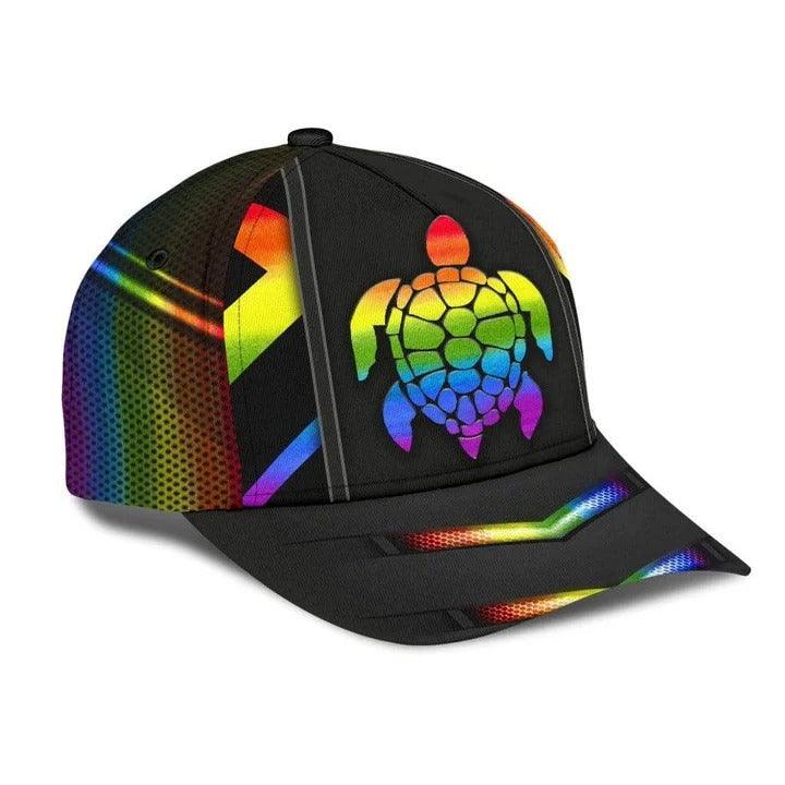 LGBT Cap, Sea Turtle Rainbow LGBT Classic Cap Hat For Men And Women, Perfect LGBT Gift For Friend, Couple, LGBT Pride Month - Image 2