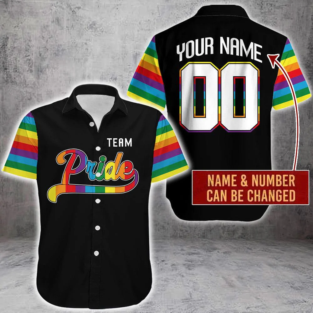 LGBT Custom Name And Number Aloha Hawaiian Shirts For Summer, Personalized LGBT Pride Team Aloha Hawaiian Shirts For Men Women, Best Gift For Friend