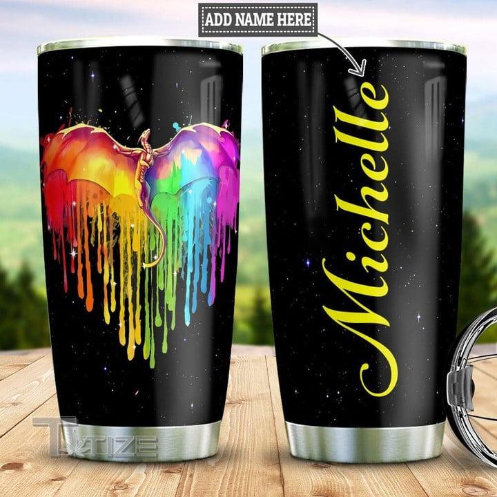 LGBT Custom Name Tumbler - Colorful Dragon , Night SKy Lgbt Personalized Tumbler, Gift For LGBT, Dragon Lover