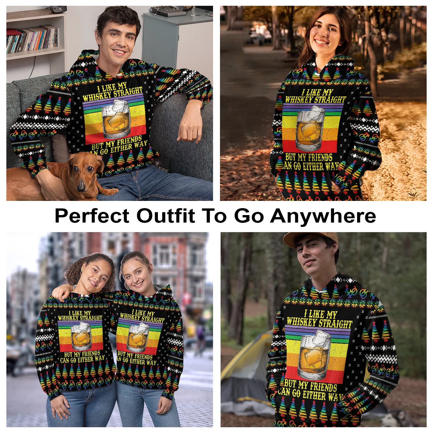 LGBT Whiskey Straight Pullover Premium Hoodie, Perfect Outfit For Men And Women On Christmas New Year Autumn Winter - Image 3