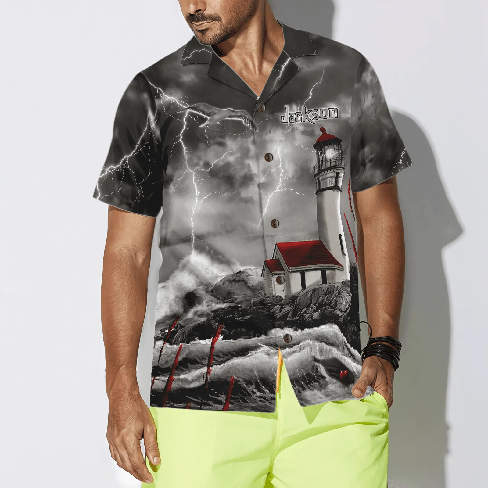 Lighthouse Holder Hawaiian Shirt Custom Name - Colorful Summer Personalized Aloha Shirt For Men Women, Perfect Gift For Friend, Family, Husband, Wife - Image 3