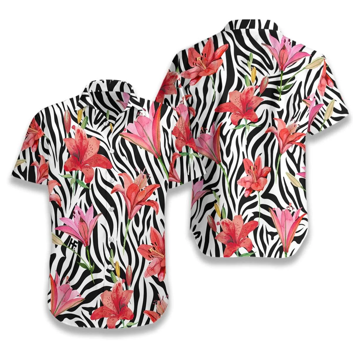 Lily Zebra Watercolor Painting Art Hawaiian Shirt, Funny Aloha Shirt - Perfect Gift For Friends, Husband, Boyfriend, Family, Summer Lovers
