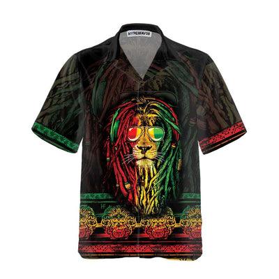 Lion Hawaiian Shirt, Rasta Lion With Cannabis Marijuana Lion Aloha Shirt For Men - Perfect Gift For Men, Husband, Boyfriend, Friend, Family - Image 2
