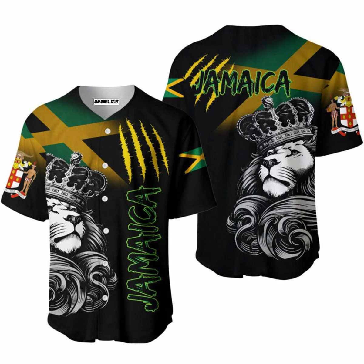 Lion King Baseball Jersey, Jamaica Flag Baseball Jersey For Men And Women - Perfect Gift For Friend, Family - Image 2