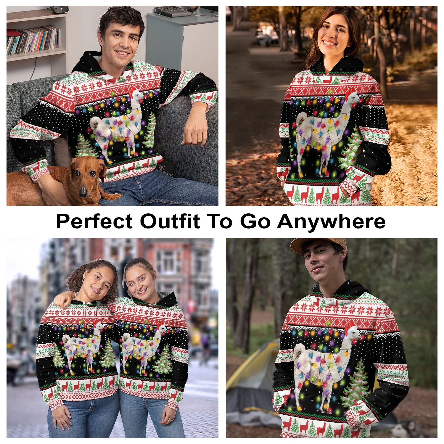 Llama Christmas Hit That Pullover Premium Hoodie, Perfect Outfit For Men And Women On Christmas New Year Autumn Winter - Image 3