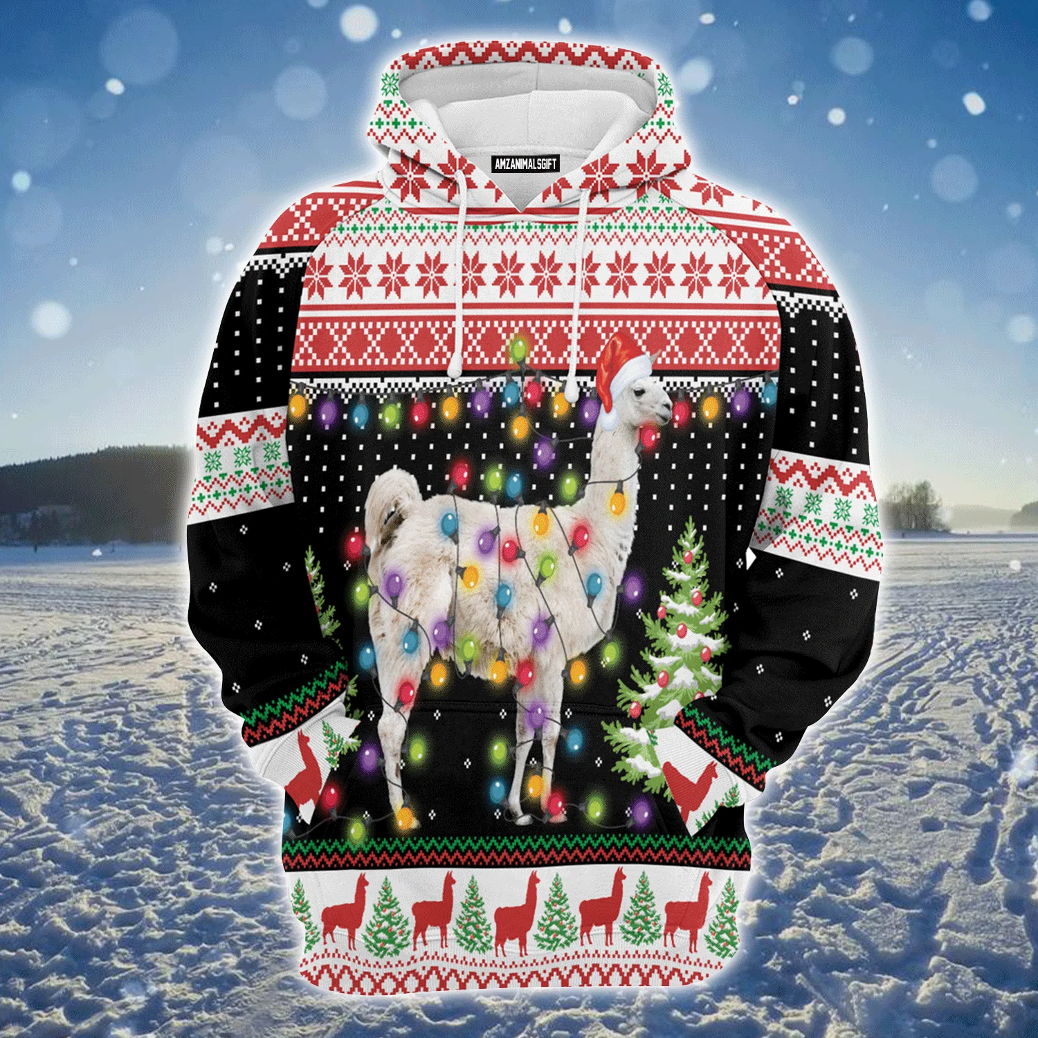 Llama Premium Christmas Hoodie, Llama Hit That Christmas Unisex Hoodie For Men & Women - Perfect Gift For Christmas, Friends, Family