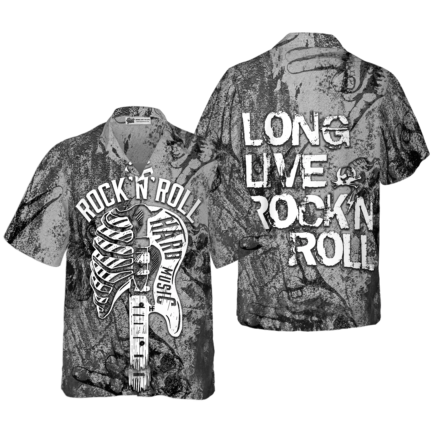 Long Live Rock'n Roll Guitar Aloha Hawaiian Shirt For Summer, Colorful Cool Hawaiian Shirts Outfit For Men Women, Friend, Team, Music Guitar Lovers