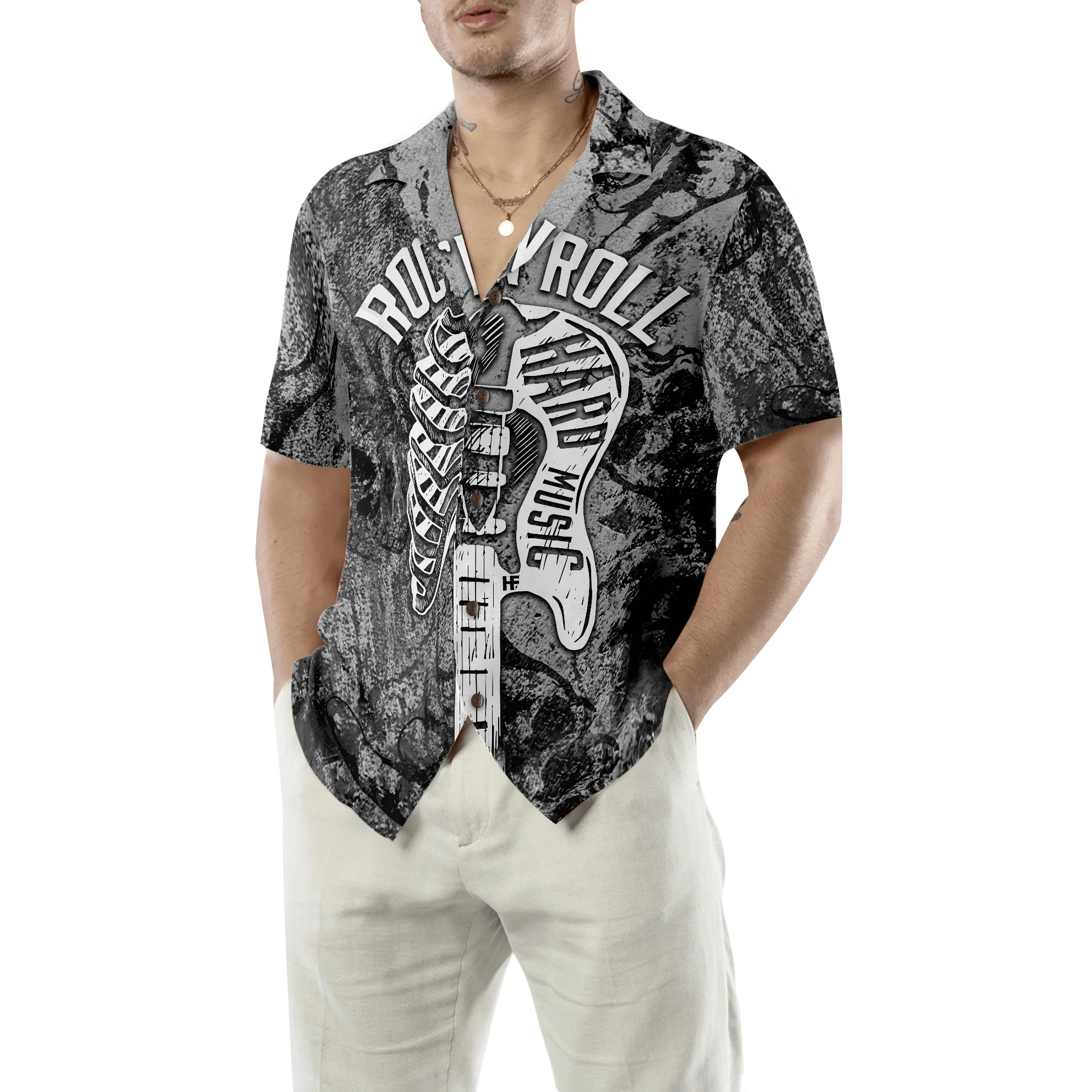 Long Live Rock'n Roll Guitar Aloha Hawaiian Shirt For Summer, Colorful Cool Hawaiian Shirts Outfit For Men Women, Friend, Team, Music Guitar Lovers - Image 3
