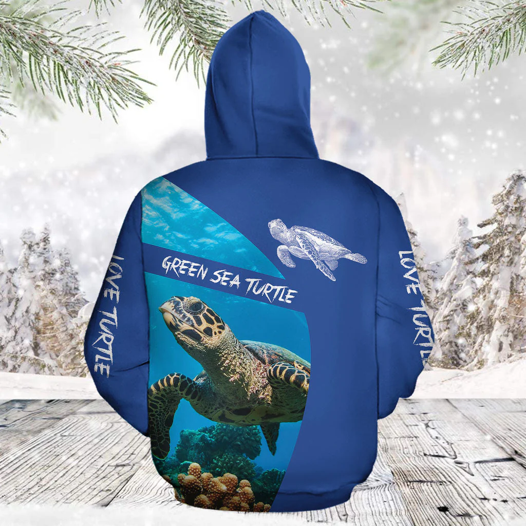 Love Green Sea Turtle Pullover Premium Hoodie, Perfect Outfit For Men And Women On Christmas New Year Autumn Winter - Image 2