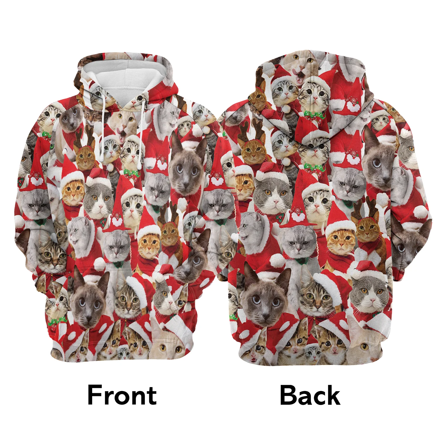 Lovely Cats & Christmas hat Pullover Premium Hoodie, Perfect Outfit For Men And Women On Christmas New Year Autumn Winter - Image 2