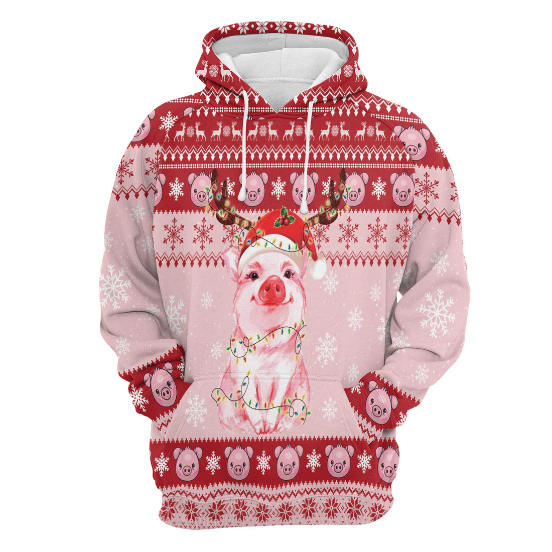 Lovely Pig Premium Christmas Hoodie, Lovely Pig Christmas Unisex Hoodie For Men & Women - Perfect Gift For Christmas, Family, Pig Lover - Image 4