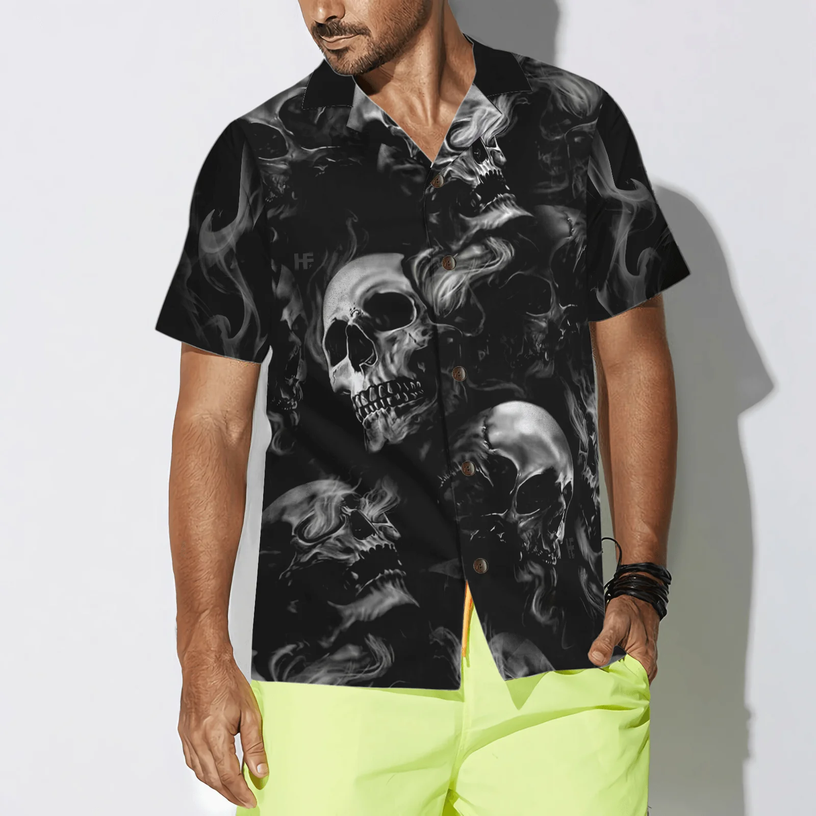 Luxury Skull Smoke Black Background Aloha Hawaiian Shirt For Summer, Colorful Shirt For Men Women, Perfect Gift For Friend, Team, Family - Image 4
