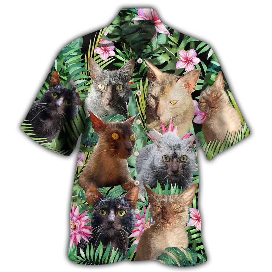 Lykoi Cat Hawaiian Shirt For Summer, Lykoi Cat Love Beautiful Flower, Best Colorful Cool Cat Hawaiian Shirts Outfit For Men Women, Friend, Team, Cat Lovers