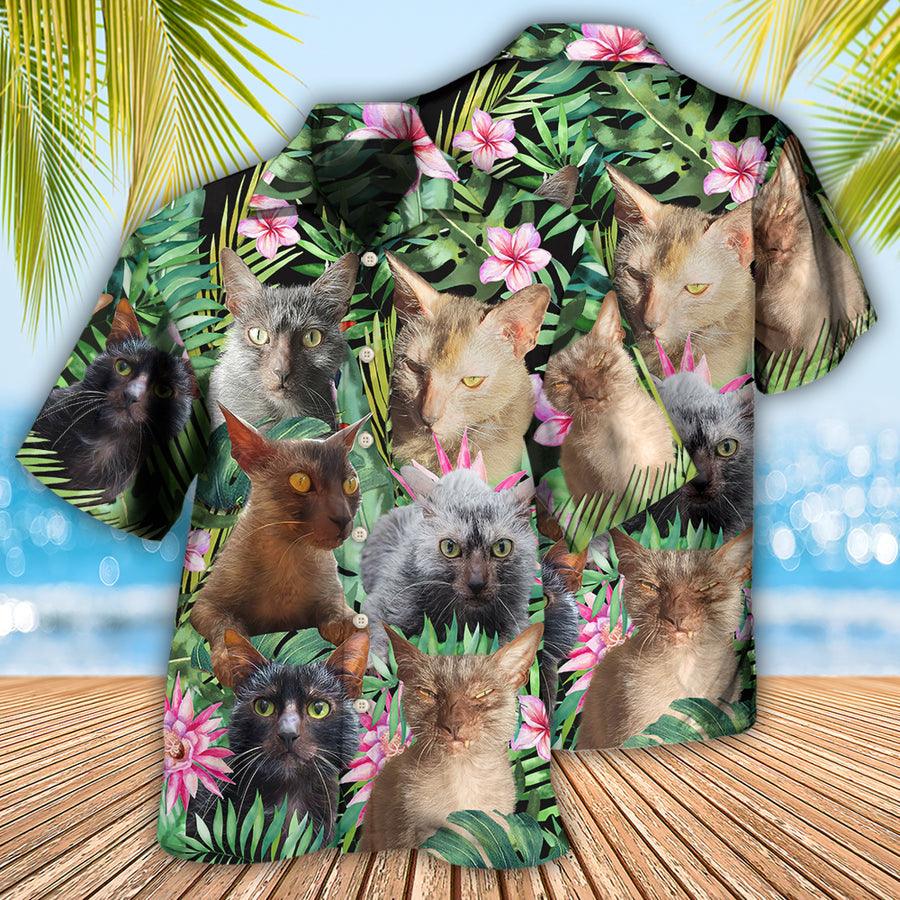 Lykoi Cat Hawaiian Shirt For Summer, Lykoi Cat Love Beautiful Flower, Best Colorful Cool Cat Hawaiian Shirts Outfit For Men Women, Friend, Team, Cat Lovers - Image 2