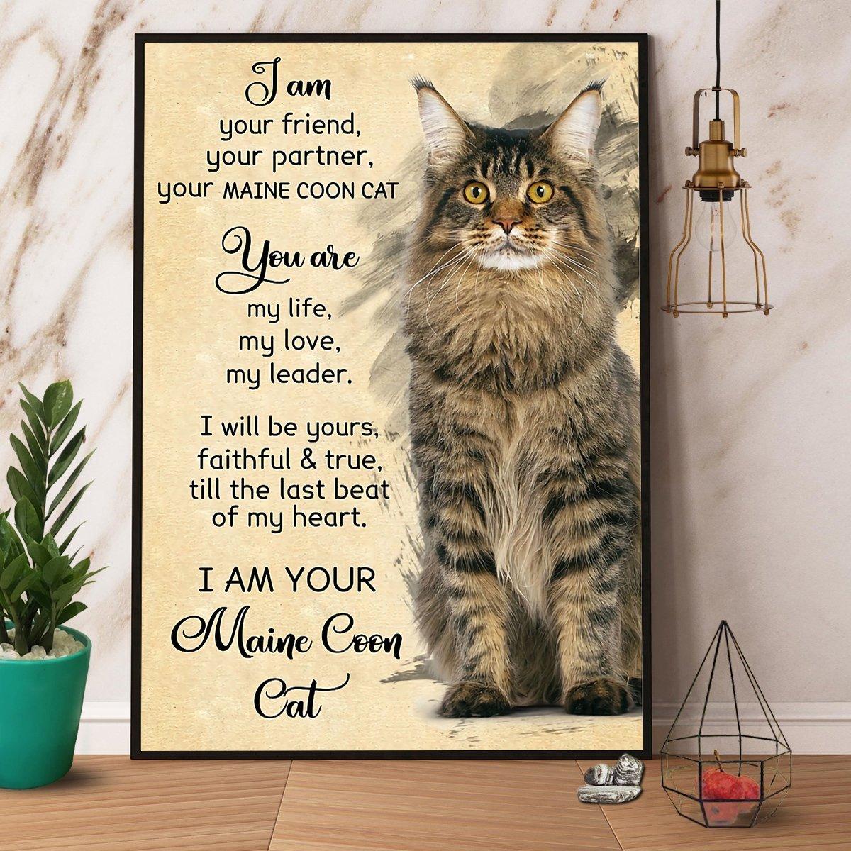 Maine Coon Cat Portrait Canvas For Son - I Am Your Friend, Your Partner, Your Maine Coon Cat Canvas, Perfect Gift For Maine Coon Lover, Cat Lover