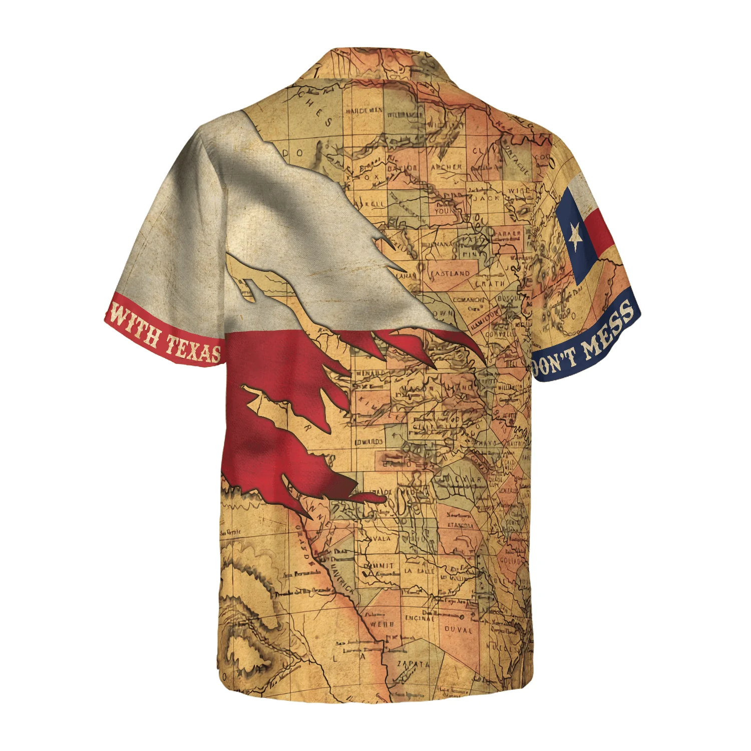 Map Texas Hawaiian Shirt, Don’t Mess With Texas Flag, Proud State Of Texas, Vintage Texas Flag Aloha Shirt For Men Women - Image 2