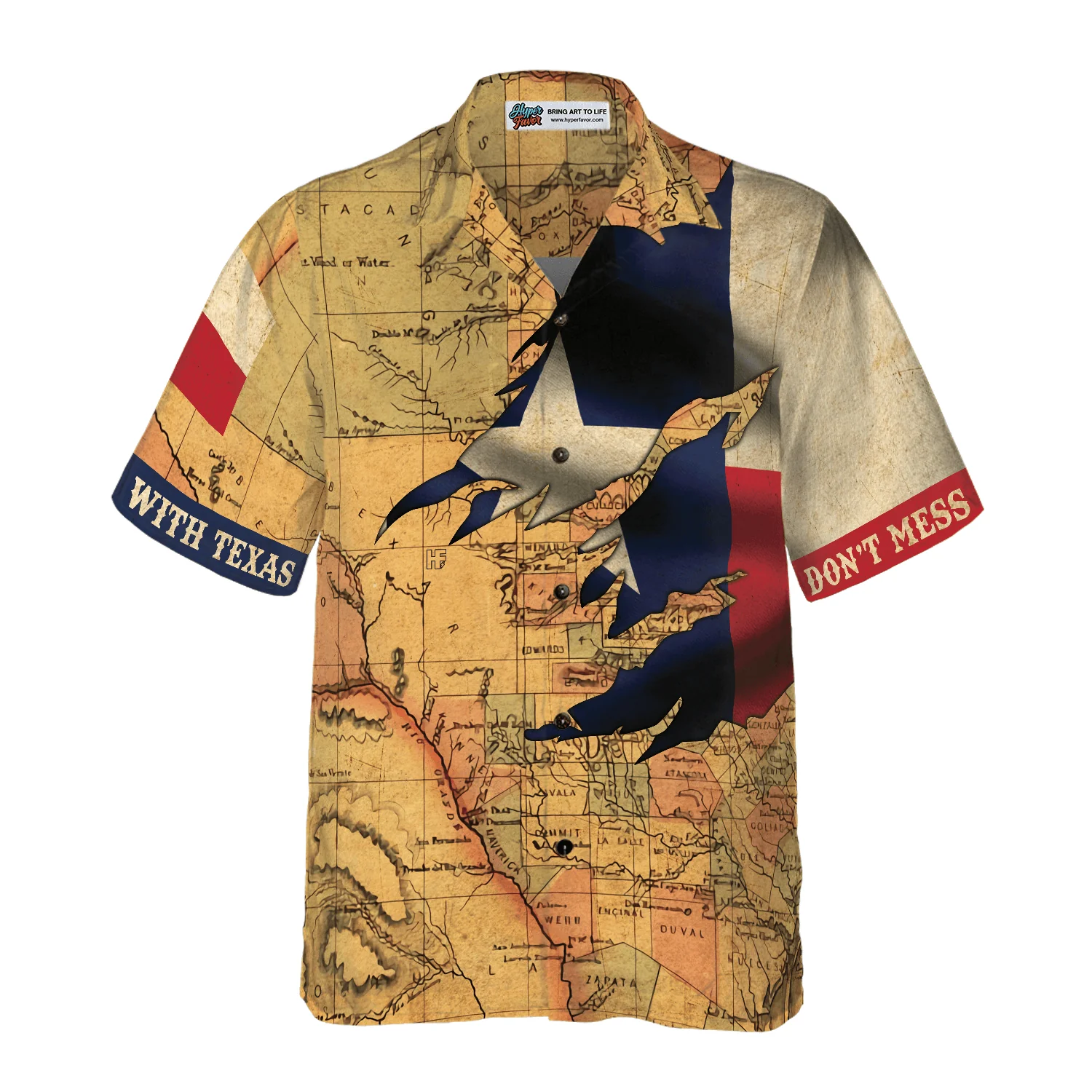 Map Texas Hawaiian Shirt, Don’t Mess With Texas Flag, Proud State Of Texas, Vintage Texas Flag Aloha Shirt For Men Women - Image 3