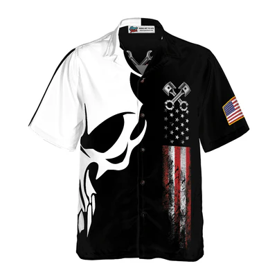 Mechanic Hawaiian Shirt, Mechanic Skull, The Real Mechanic Shows Up Aloha Shirt For Men - Perfect Gift For Mechanic, Husband, Boyfriend, Friend, Family - Image 2