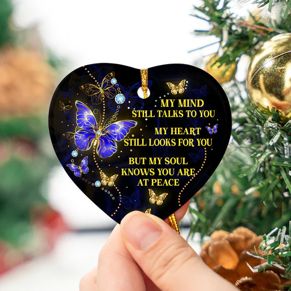 Memorial Ceramic Christmas Ornament - My Mind Still Talks To You Heart Ceramic Ornament, Gift For Christmas, Holiday Decor - Image 2