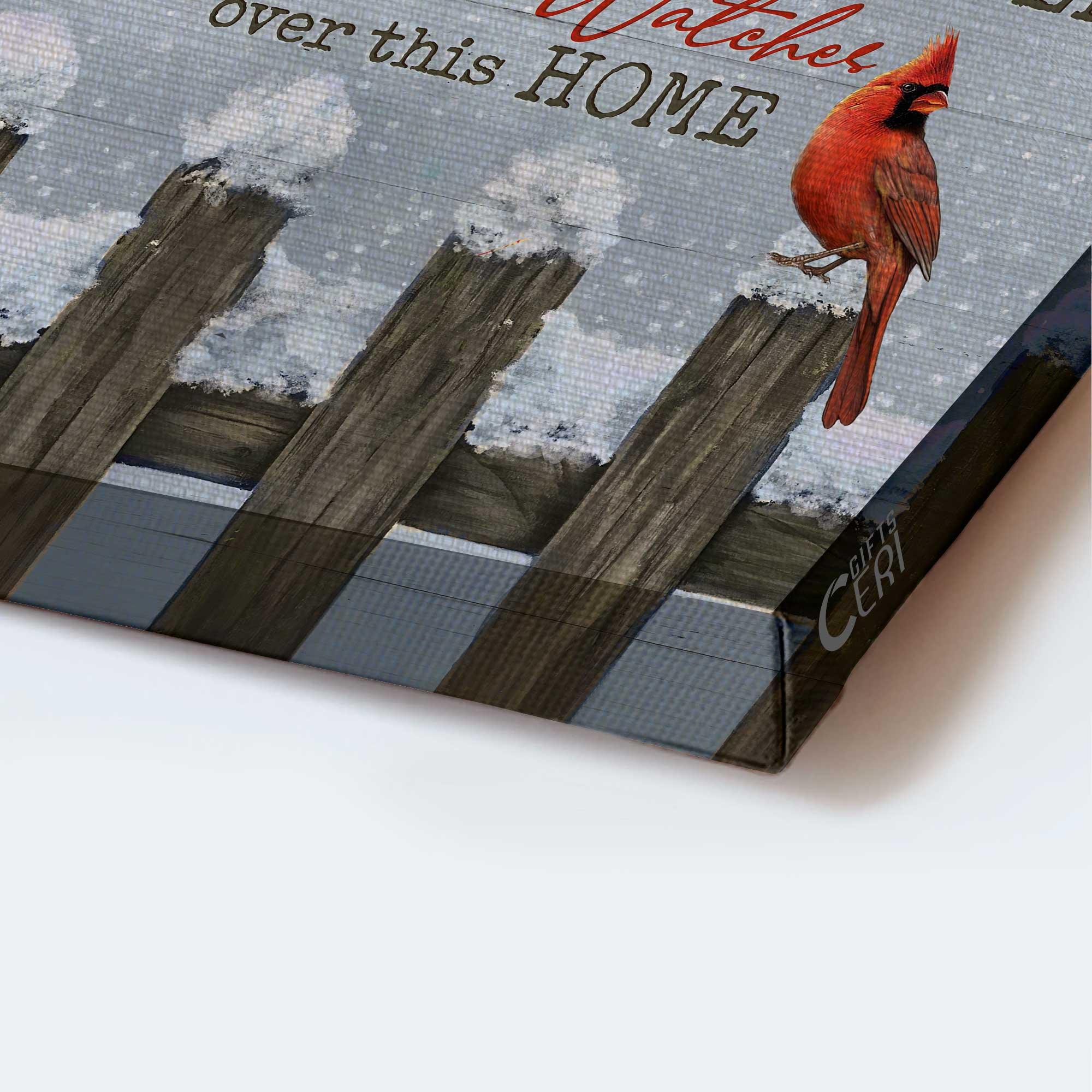 Memorial Landscape Canvas- Snow fence, Red cardinal- Gift for members family- A big piece of my heart lives in heaven - Heaven Landscape Canvas Prints, Wall Art - Image 3