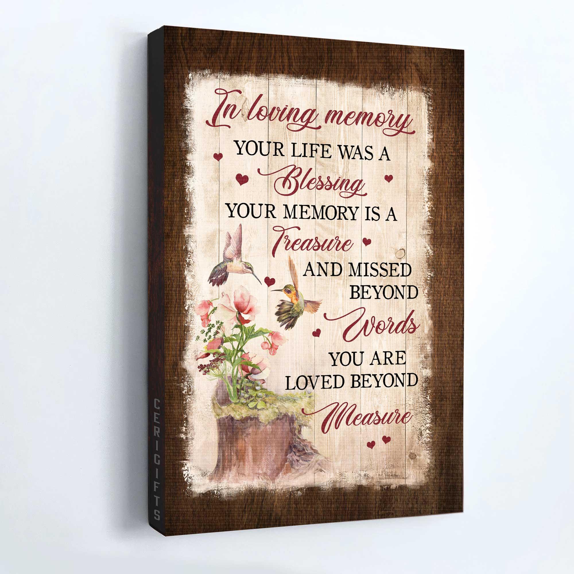 Memorial Portrait Canvas- Hummingbird Couple- Memorial gift for members family- Your life was a blessing - Heaven Portrait Canvas Prints, Wall Art - Image 4