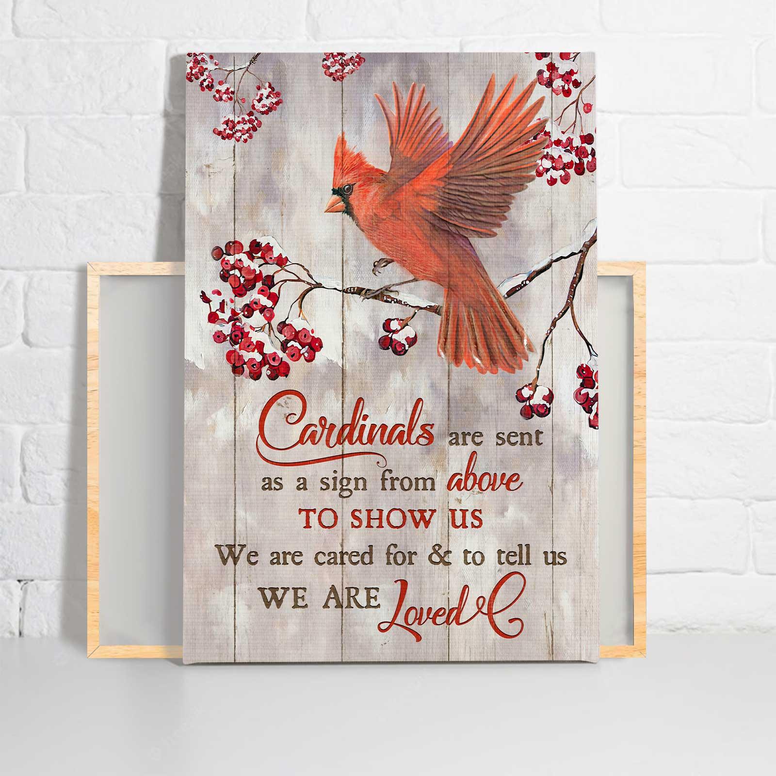 Memorial Portrait Canvas - Red cardinal, Frozen cranberry - Gift For Member Family - Cardinals are sent as a sign from above to show us we are loved - Heaven Portrait Canvas - Image 2