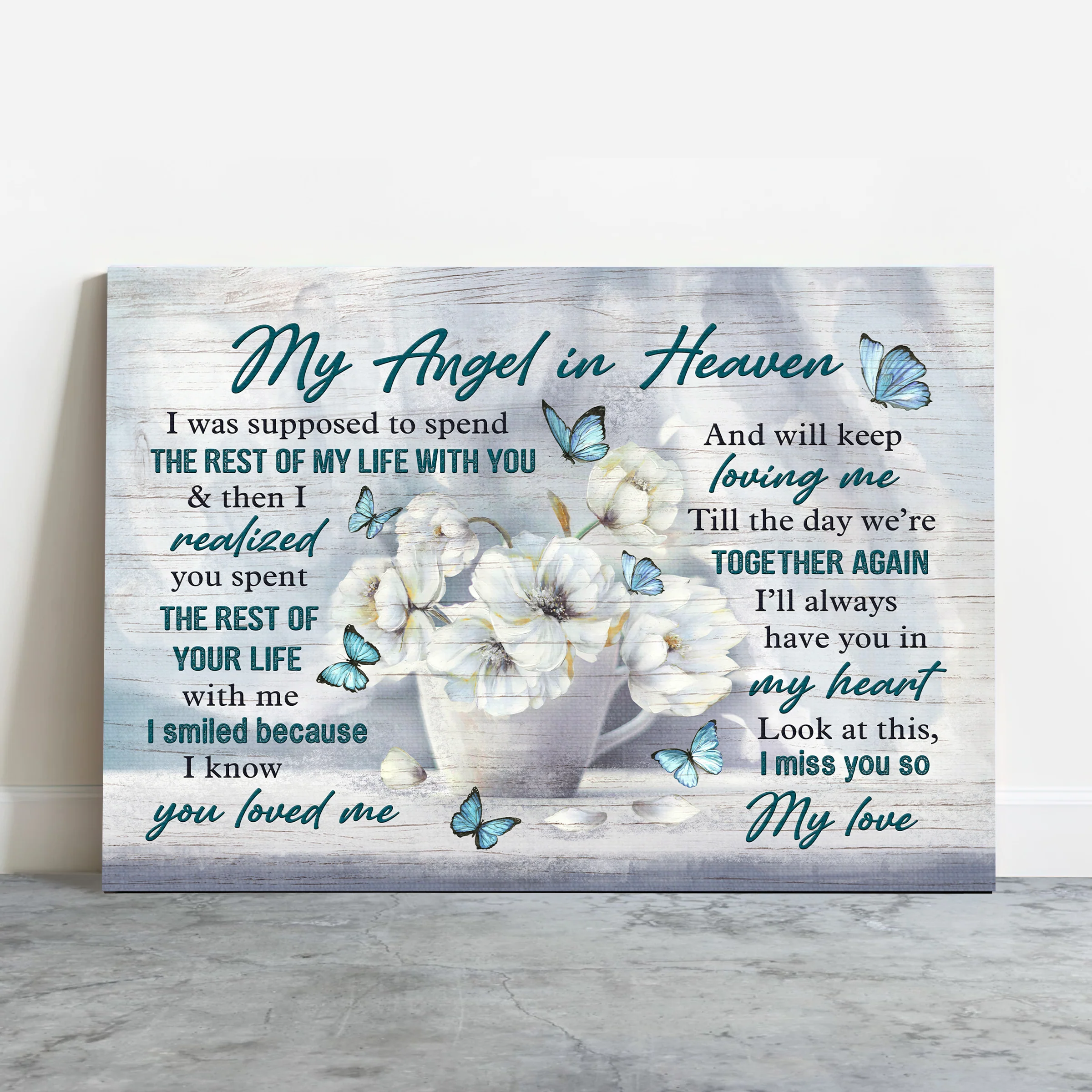 Memorial Premium Wrapped Landscape Canvas - Beautiful White Flower, Till The Day We're Together Again - Perfect Gift For Members Family - Image 2