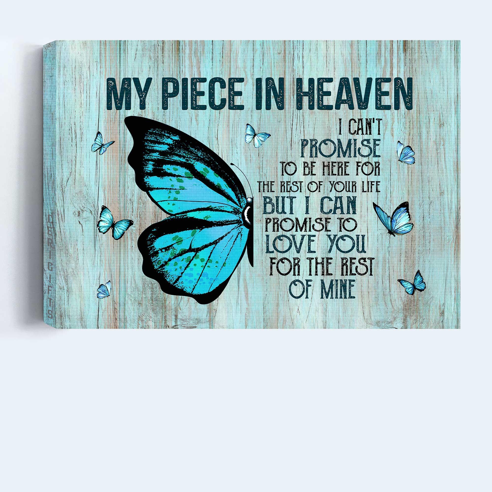 Memorial Premium Wrapped Landscape Canvas - Blue Butterfly, I Can't Promise To Be Here For The Rest Of Your Life - Heaven Gift For Members Family - Image 3