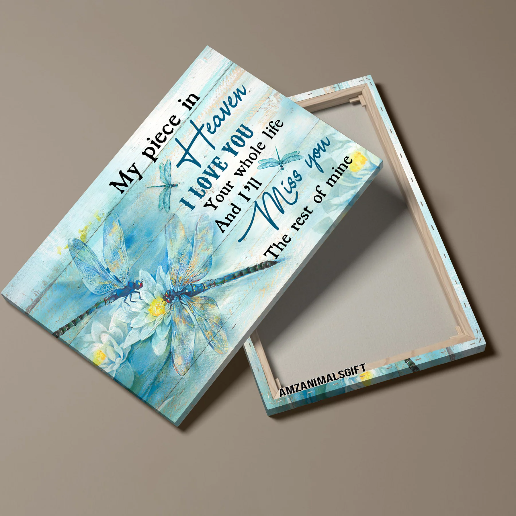 Memorial Premium Wrapped Landscape Canvas - Blue Butterfly, White Flower Painting, I'll Miss You The Rest Of Mine - Heaven Gift For Members Family - Image 4