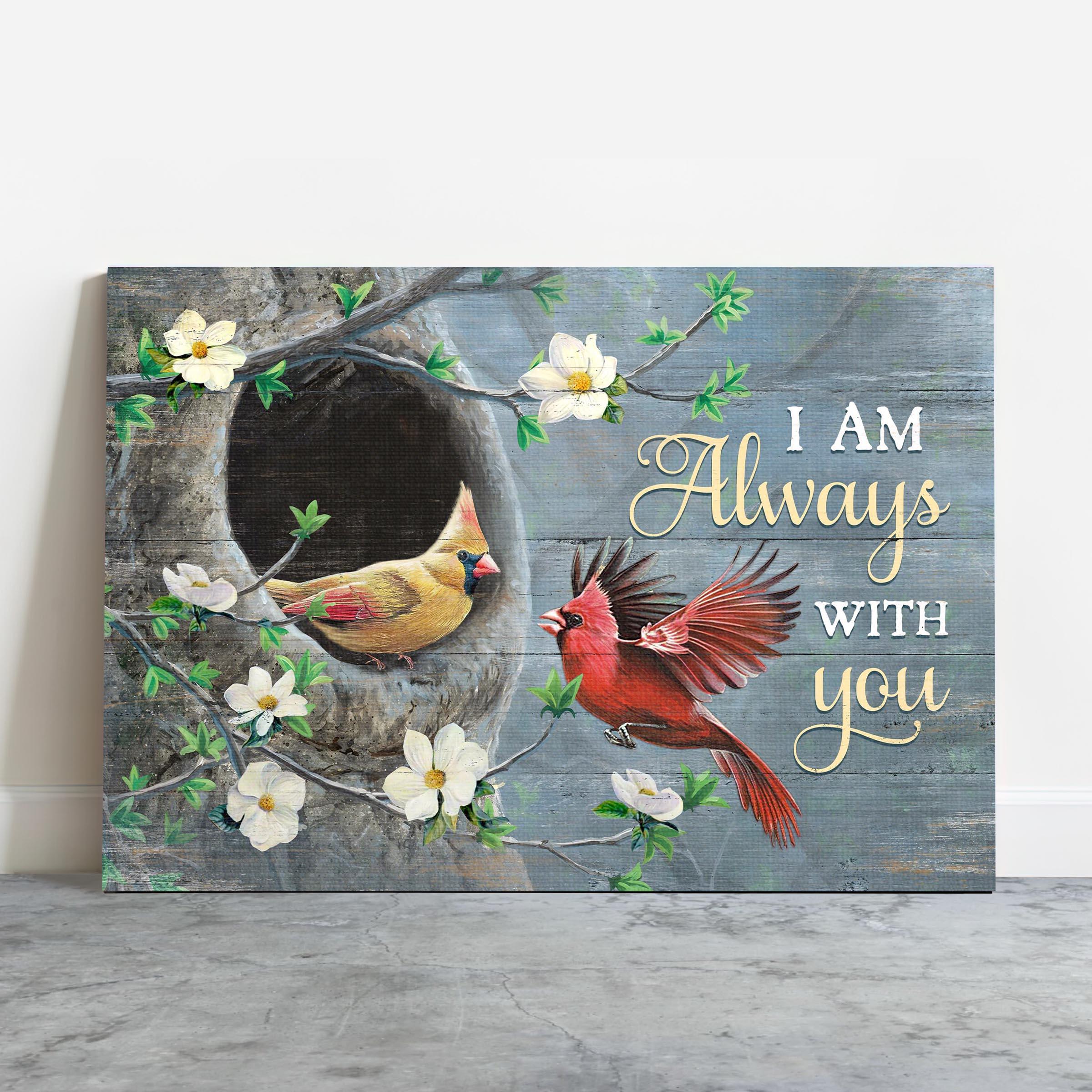 Memorial Premium Wrapped Landscape Canvas - Cardinal Painting, Beautiful Japanese Anemone, I Am Always With You - Heaven Gift For Family Members - Image 2