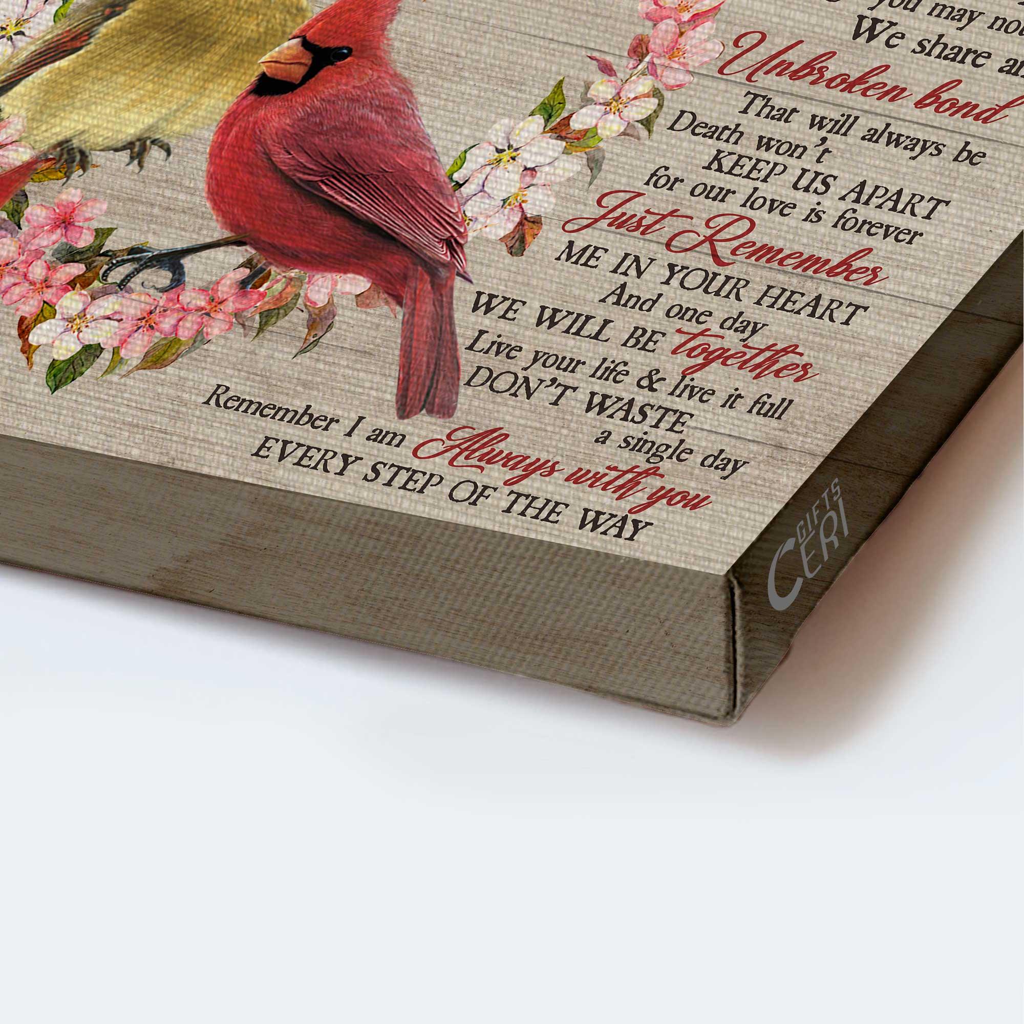Memorial Premium Wrapped Landscape Canvas - Flower heart, Watercolor cardinal canvas, I never left you - Heaven Gifts for members family - Image 4