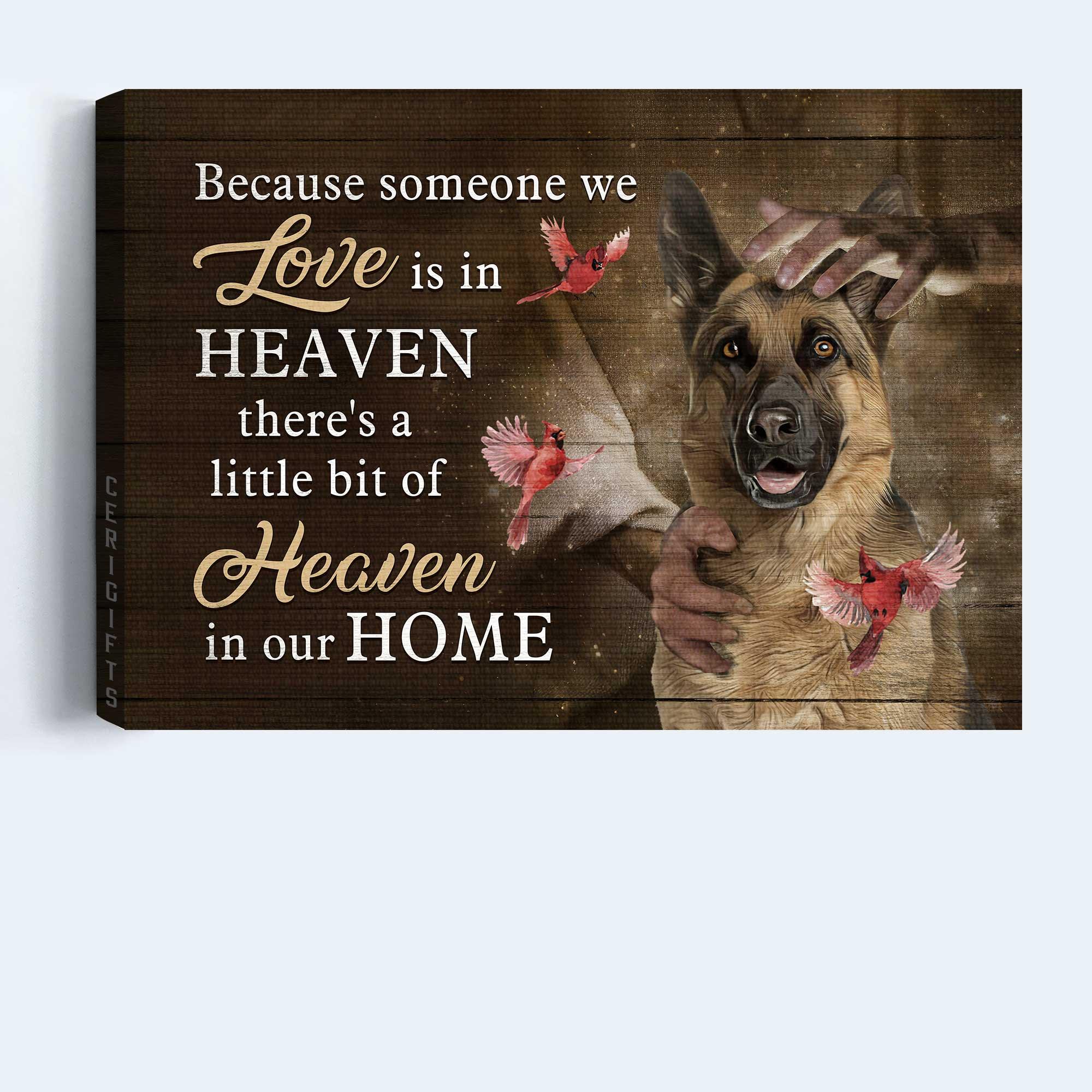 Memorial Premium Wrapped Landscape Canvas - German Shepherd dog, Cardinal, There's a little bit of heaven in our home - Heaven Gifts for members family