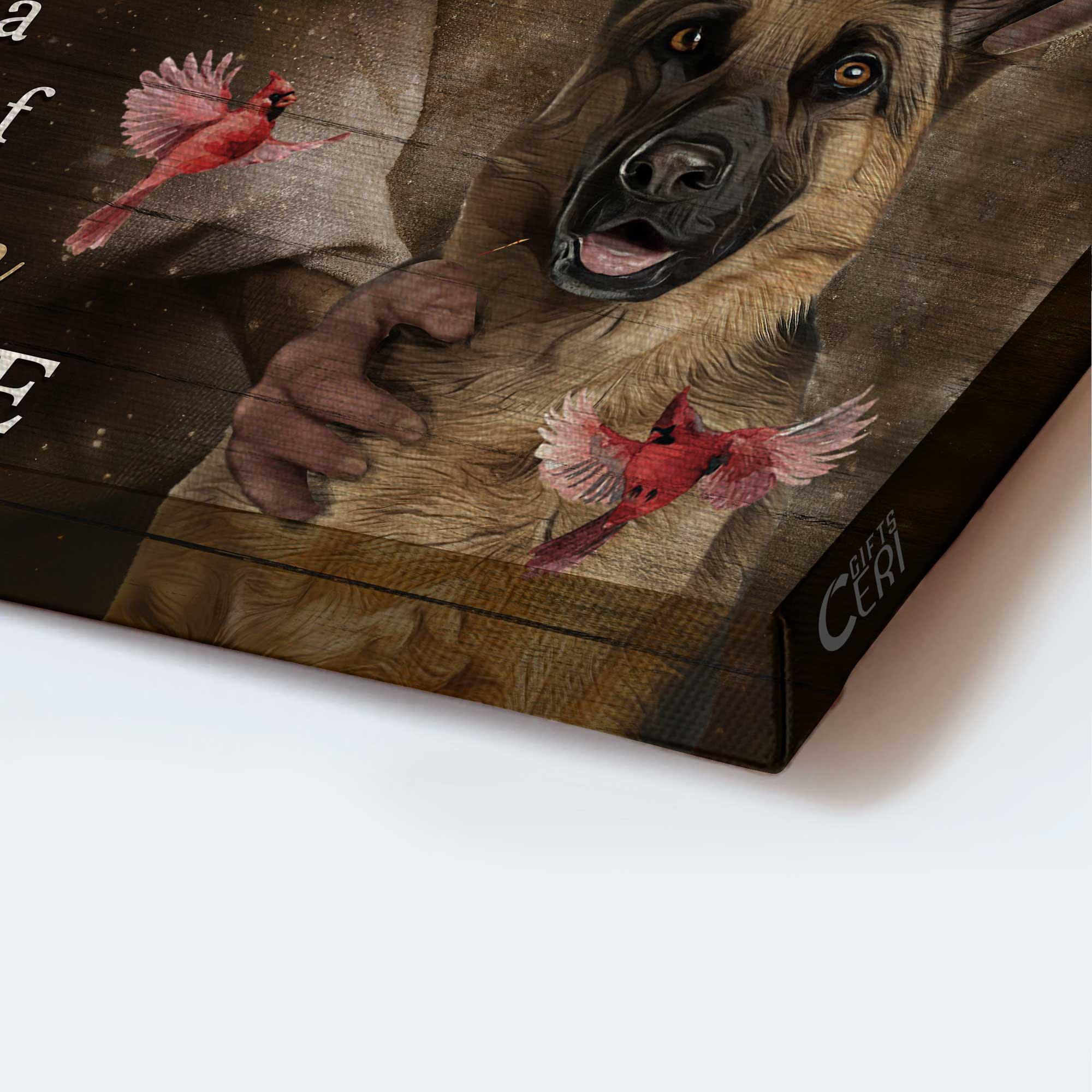 Memorial Premium Wrapped Landscape Canvas - German Shepherd dog, Cardinal, There's a little bit of heaven in our home - Heaven Gifts for members family - Image 3